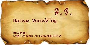 Halvax Versény névjegykártya